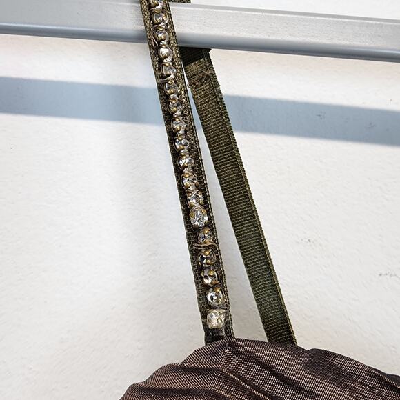 Vintage Ruched Crinkled Bodycon Cocktail Mini Dress Size M Dark Brown Ariella - Picture 6 of 15